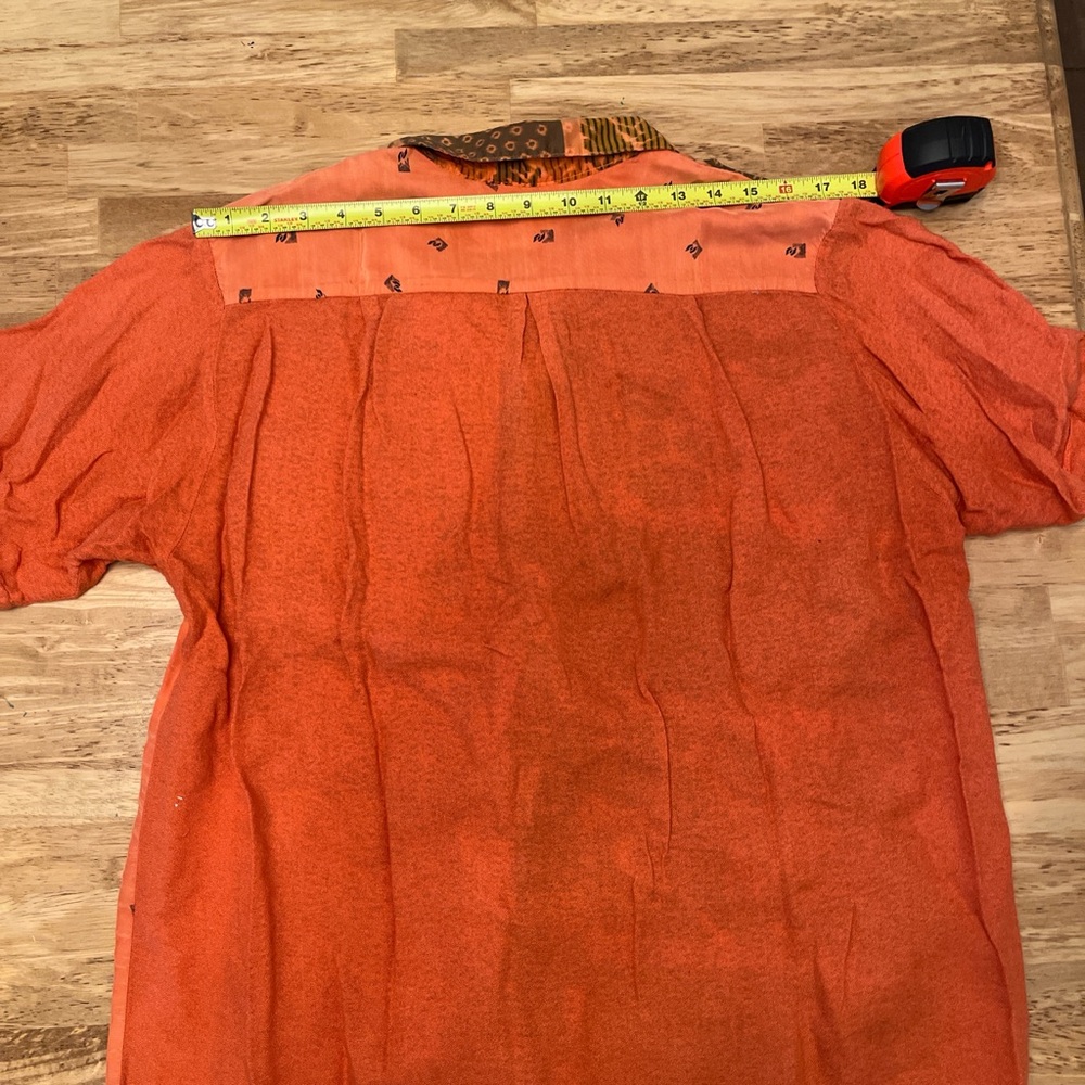 Vintage Orange And Brown Patterned Button Down Sh… - image 5
